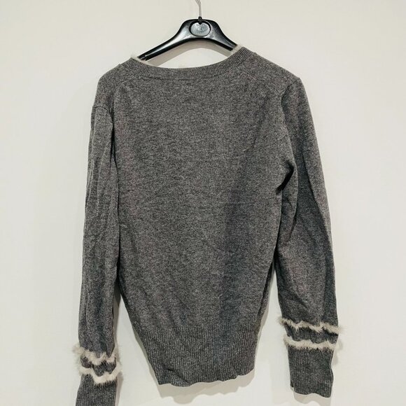 Agnona Women's Gray Mink Fur Trim Cardigan Size 44 - Picture 5 of 7